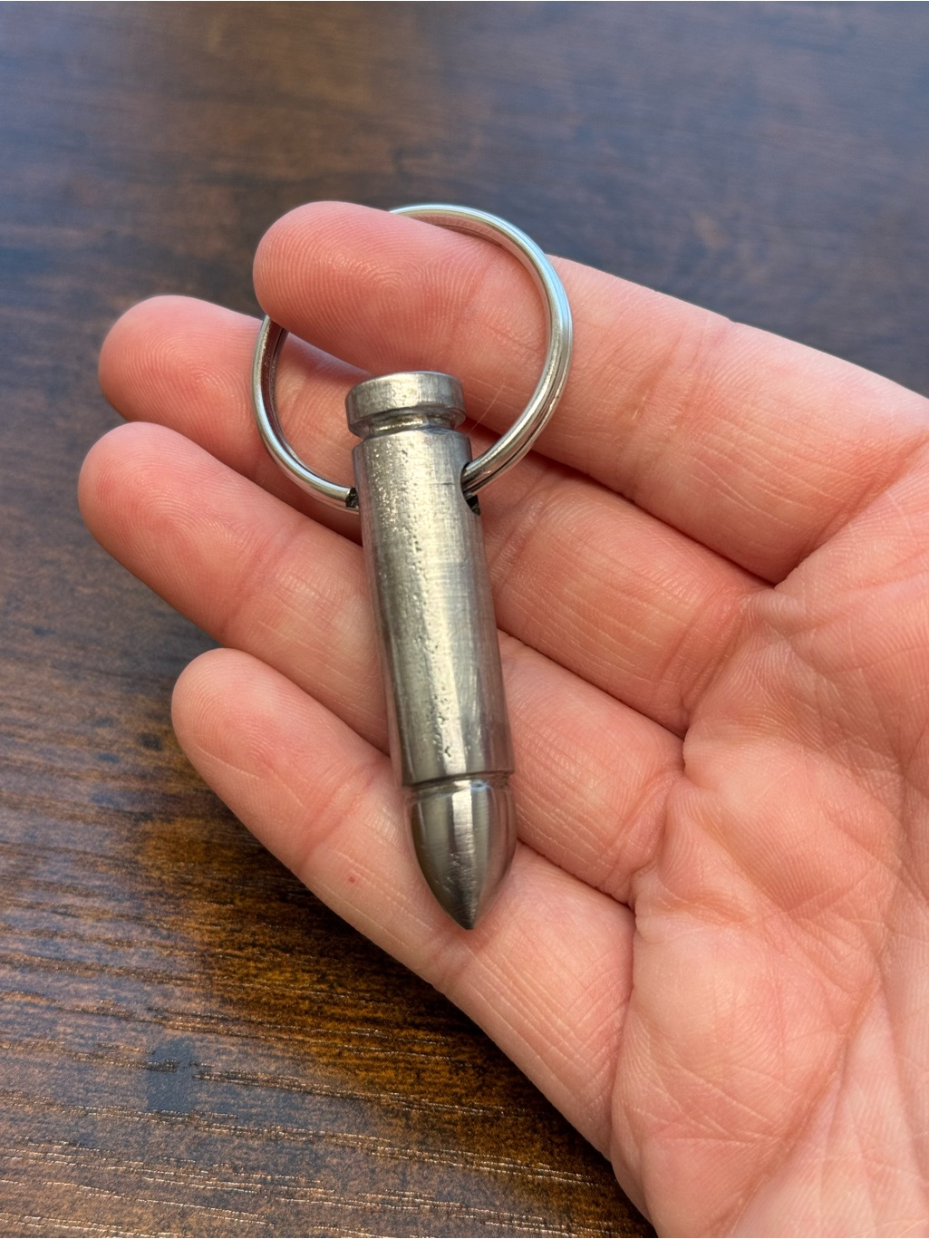 Mens BulletStyle Key  Card Holder Keychain  Metallic Silver